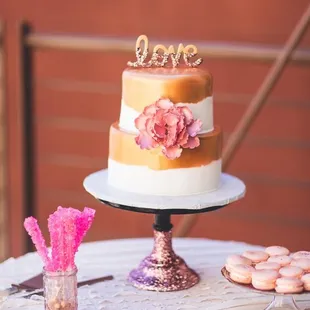 Rooftop Elopement planned by Alena
 Cake by The Cake Boutique- Macaroons by NM Pie Co.
 Photo Credit: Emily Joanne