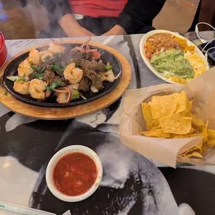 Steak and Shrimp Fajita. Not on Happy hour menu