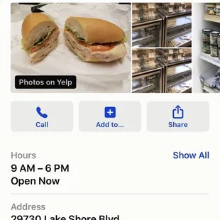 the location of a sandwich shop