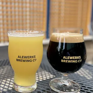 a beer and a glass