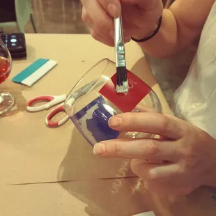 My friend doing her glass