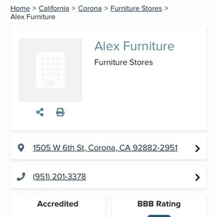 Just a useful FYI I wish I had known prior to making any business with this furniture store.