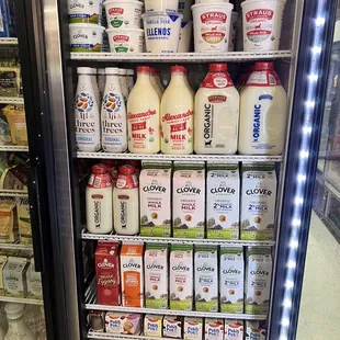 a refrigerator full of dairy products