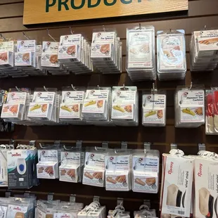 Good selection of toe protectors, supports, and pads.