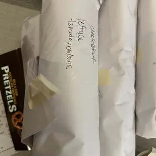 Wrapped sandwiches that were properly labeled