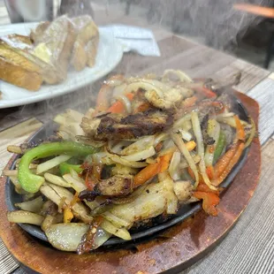 Steak and chicken fajita plate