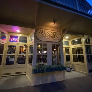the entrance to the restaurant