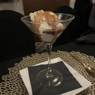 Ice cream with caramel and chocolate