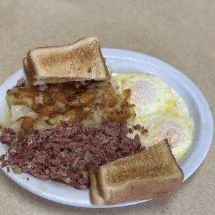 Homemade Corn beef hash and eggs