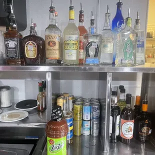 a variety of liquors