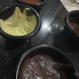 Spicy salsas and bean dip