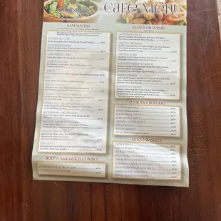 a menu on a table