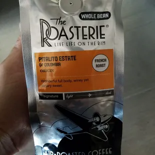 25 check ins on their computer screen, and you get a free bag of coffee!  Winning!