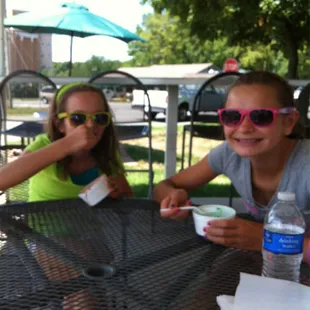 Ice cream on the patio.