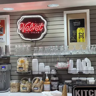 Clean and organized ice cream shop