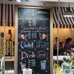 a menu on a chalkboard
