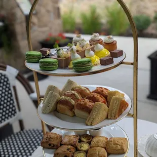 The spread for three from afternoon tea (savory sandwiches were crab, egg salad, lobster, and tuna melt)