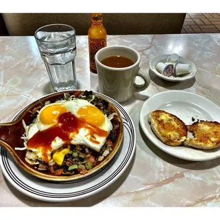 Steak Skillet w/ ex English Muffin &amp; Coffee @ Alexander&apos;s Restaurant. Edgewater. Very Nice Service &amp; Good Food. Cool!