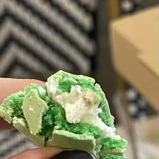 Pistachio macaron - chunks of pistachio in the filling