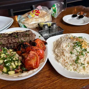 two plates of food on a table