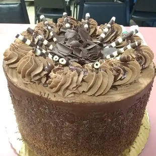 a chocolate frosted cake