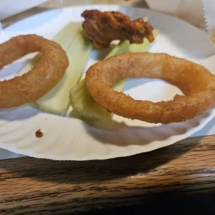 Onion rings and celery.