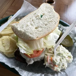 a sandwich and chips