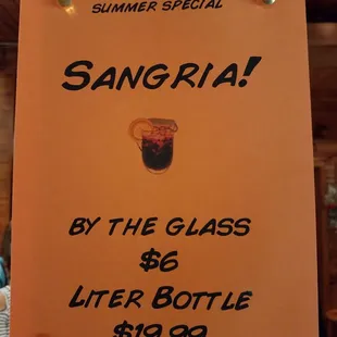 a sign for sangria