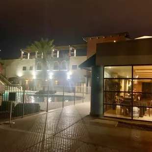 View of pool and restaurant cafe