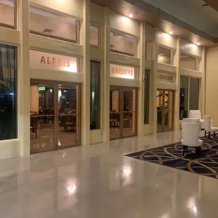 Here is their updated name Alexis Gardens Restaurant that overlooks the pool. They serve breakfast