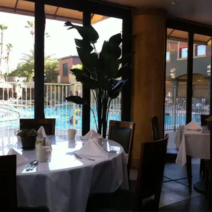 Overlooking the pool.