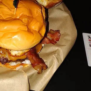 a bacon sandwich and fries