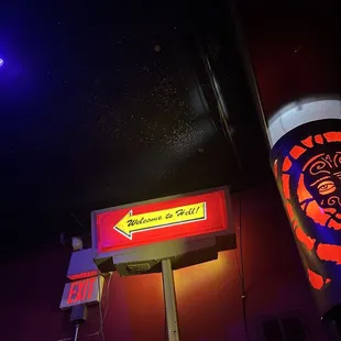 a neon sign and a neon sign