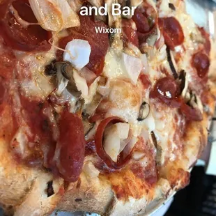 Pepperoni  fresh mushrooms and onions