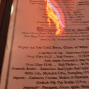 menu