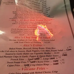 The menu