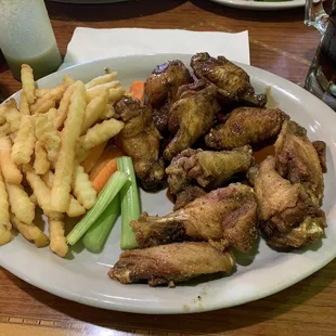 5 honey garlic pepper wings, 5 teriyaki wings