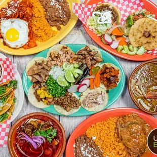 a spread of mexican food