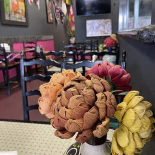 Flowers made of corn husks