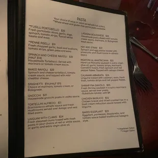 a menu on a table