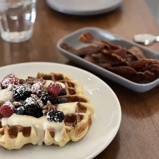 03.01.23 Cinnamon waffle and a side of crispy bacon