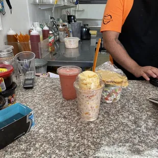 Today&apos;s treats- ceviche, eschomocha, and smoothie watermelon pineapple strawberry 09/08/2020