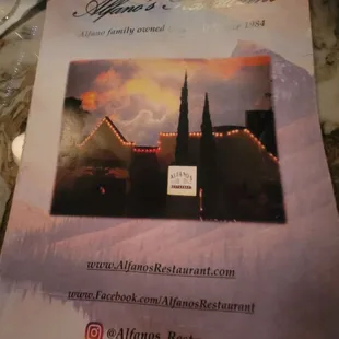 Menu cover
