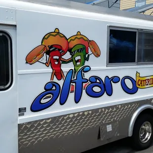 Taco truck as seen from accross the street.