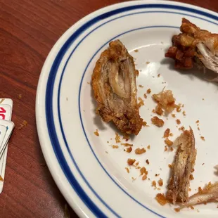 a half eaten plate of food