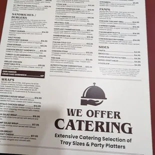 Front of menu