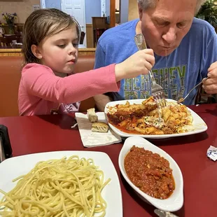 Ziti and spaghetti kids meal.