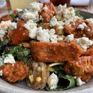 Crispy Karaage Buffalo Chicken salad