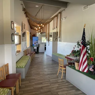 seating area with american flag