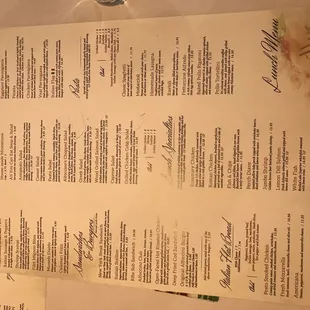 Lunch menu
